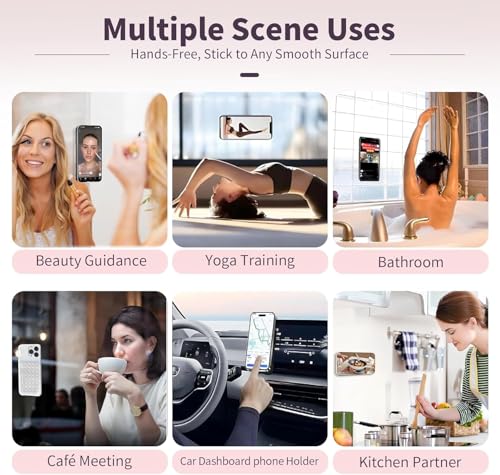 Image of (2 Pack) Silicone Suction Cup Phone Case Mount Double Sided, Sticky Phone Grip with Higher Suction Power for Cell Phone, Hands-Free Phone Accessories for Selfies and Videos, White & Classic Black
