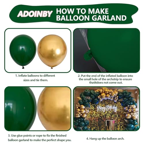 Image of Green and Gold Balloon Arch Kit, 140Pcs Emerald Forest Hunter Dark Green Metallic Gold Balloon Garland Kit for Wedding, Engagements, Birthday, Baby Shower, Anniversary Party Decorations