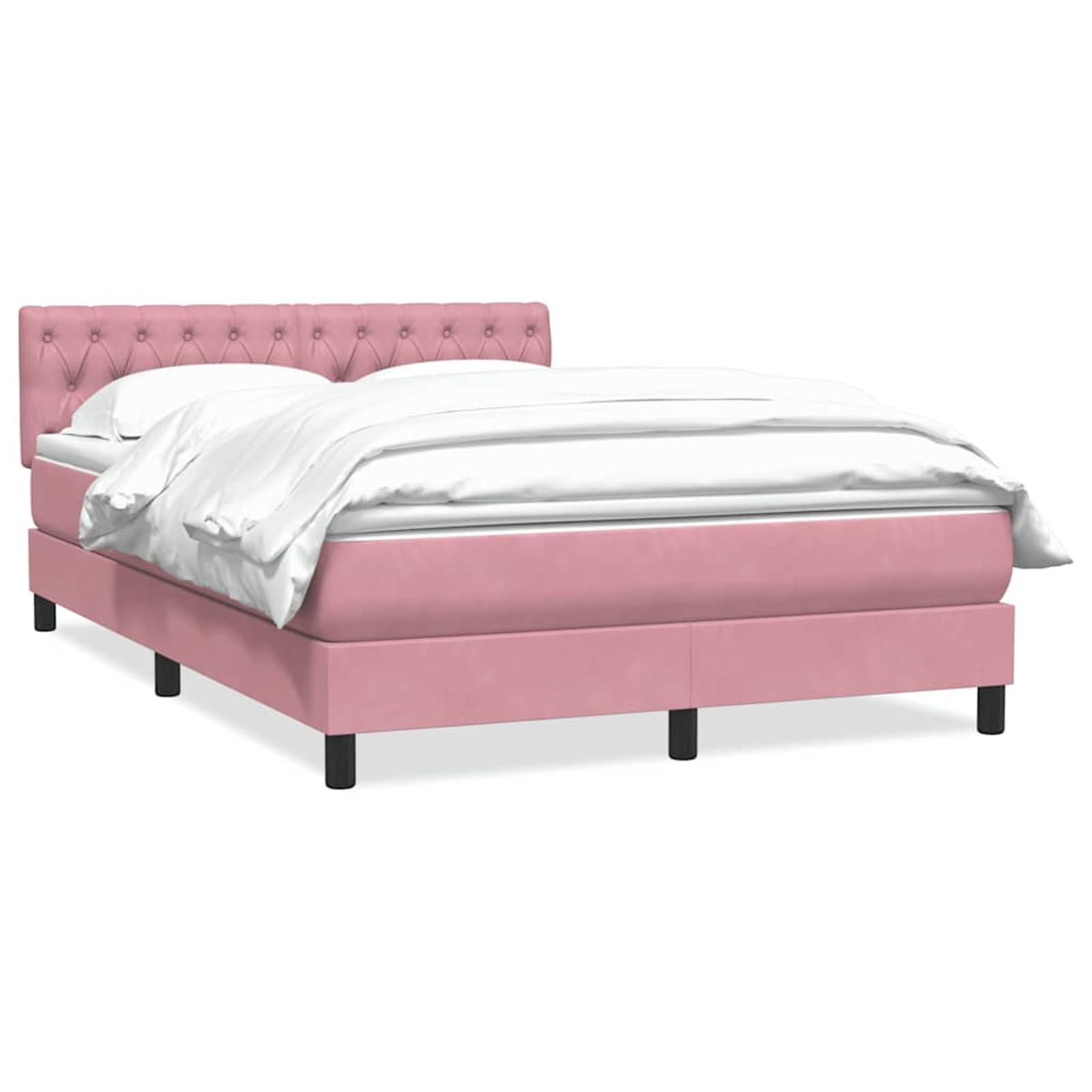 ATOMSTACK MAKER Letto a molle, rosa, 160 x 210 cm, con materasso a molle insacchettate, testiera regolabile in altezza, topper traspirante e rivestimento in velluto, comodo, di supporto, facile da