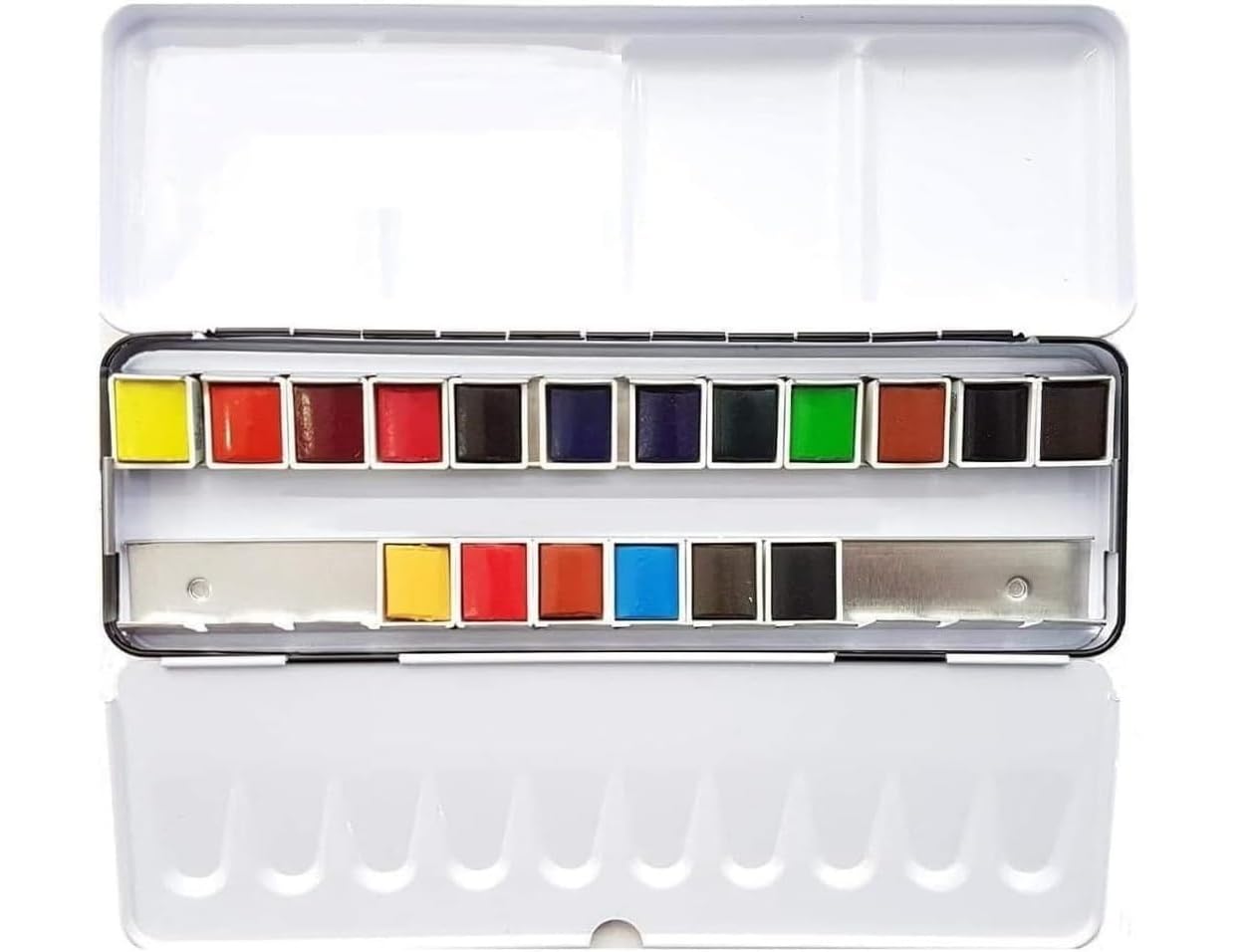 Sennelier Boîte de Peinture Aquarelle Extra-Fines,18 demi-godets Boîte en métal et Da Vinci XS Synthetic Brush Voyage