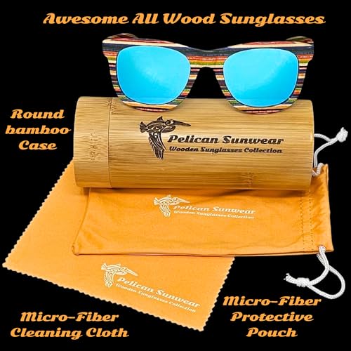 Wood Sunglasses | Polarized Lenses | Multi-Colored Layered Rainbow Vintage Wooden Frame Men Women3