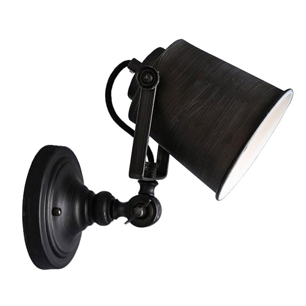 Rxpvuxe Black Rust Retro Vintage Wall Sconce Adjustable E27 Industrial Wall Mount Lamp Black Wrought Iron Wall Light Fixture, Vintage Rustic Hardwired Wall Sconces Lighting For Bar Hallway Aisle Loft