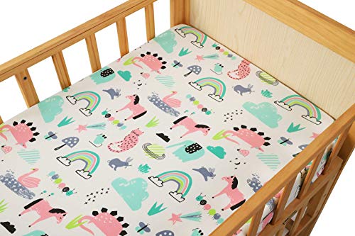 Tontukatu Bassinet Sheet Set 3 Pack Jersey Knit Ultra Soft Flexible Breathable Baby Girl Boy Fit For Halo, Miclassic, Chicco Lullago Mattress And More Flamingo Elephant Horse Lt Green Pink #TOP3