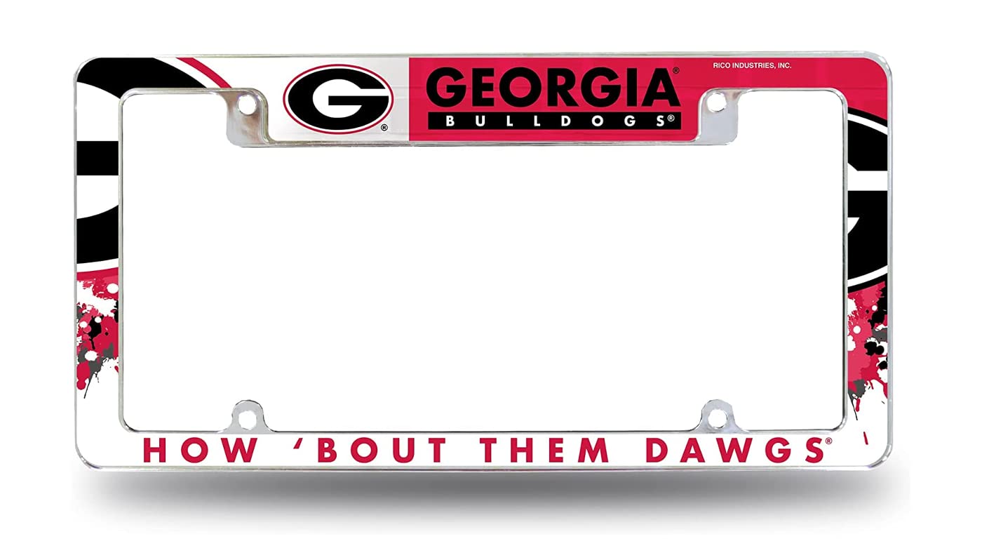Rico Industries NCAA Georgia Bulldogs Primary 12" x 6" Chrome All Over Automotive License Plate Frame for Car/Truck/SUV