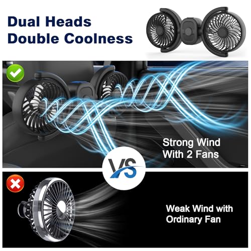 Hayousui Rechargeable Dual-Head Car Fan