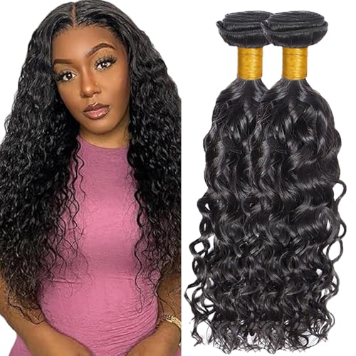 Cabello humano natural con ondas tipo Water Wave y doble costura para mayor volumen