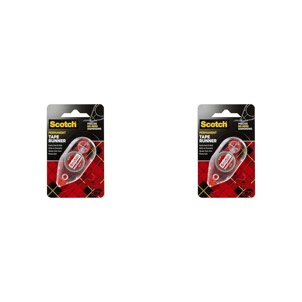 Scotch Double Sided Adhesive Roller.27 Inches x 26 Feet (6061) (Pack of 2)