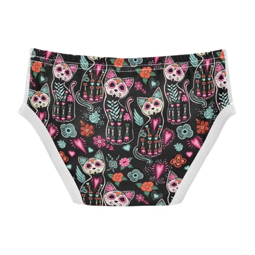 visesunny Boys Potty Training Underwear Sugar Skull Cat Flower Floral Breathe Cotton Briefs Size 2T-8Y for Toddler2