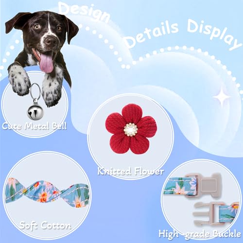 Small Dog Collar with Flower, Cute Dog Collars for Small Dogs with Bell - image 2