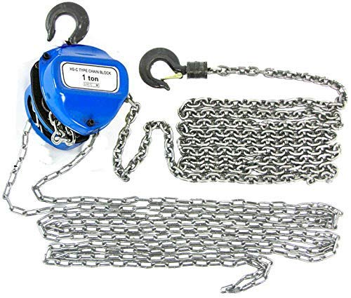 Polipasto de cadena – 1 T/1000 kg, cadena profesional con altura máxima de elevación, 4 m, palanca de polea para elevar, construcción de edificios, garaje, coche