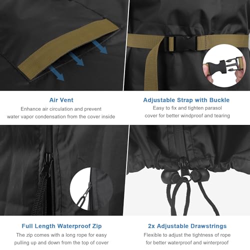 VANSHEIM Funda Parasol Exterior Impermeable con Varilla Telescópica 220x45/70/50cm - imagen 7