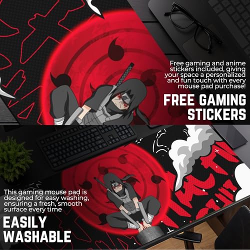 Image of MASIPICKS - XXL Size Anime & Gaming Mouse Pad [Rubber Base] | Mouse Pad (31 x 12 Inches) 3mm Desk Mat (Sharingan)