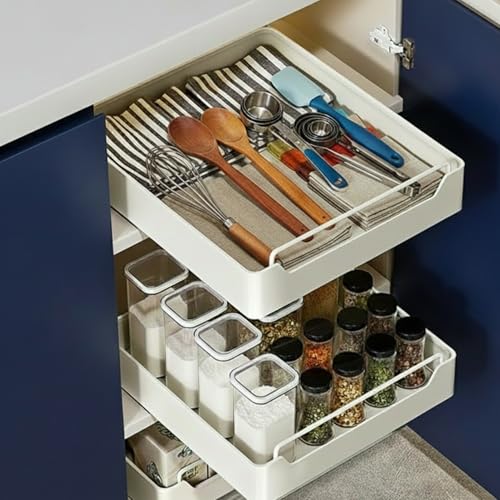 Image of RENVA Pull Out Cabinet Organizer for Kitchen,Pull Out Drawers for kitchen Cabinets,Sliding Drawers for Cabinets Heavy Duty Roll Out Shelf Storage For Kitchen,Bedroom Office