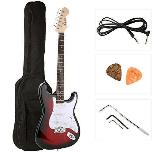 Image of Juarez JRZ-ST38-RDS Electric Guitar Kit, Right Handed RDS with Case /Bag and Picks (Red Sunburst)