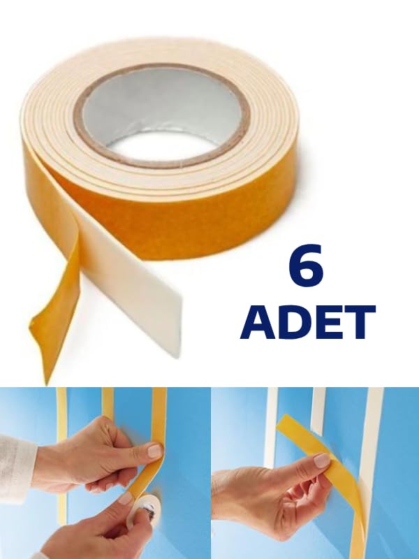 Nistabolje 6 Adet Çift Taraflı Köpük Bant Güçlü Yapışkanlı Bant