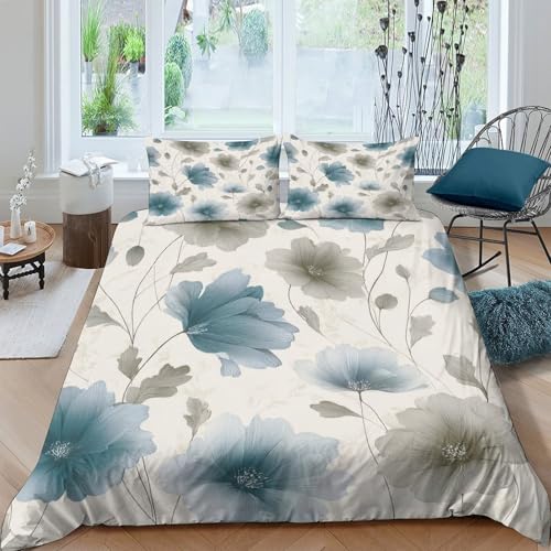 Housse de couette fleurie 260x220 cm en microfibre douce - 4