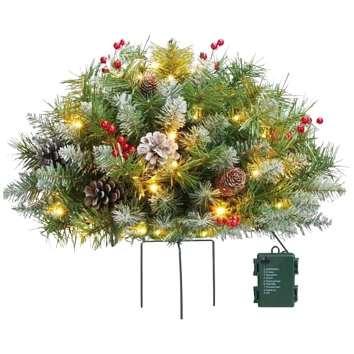 Outdoor Christmas Planter Filler | Artificial Illuminated Christmas Filler | LED Illuminated Christmas Filler | Christmas Tree, Filler for East Illuminated Planter