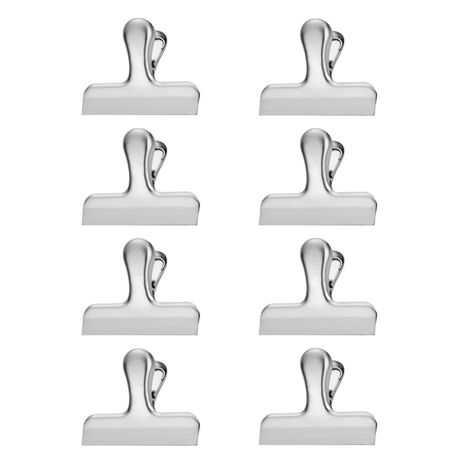 NVOQILIN 8Pcs Stainless Steel Binder Clip File Paper Clamps Metal Hinge Clip File Paper for Craft Drawing Board Food Bag Metal Sealing Clips