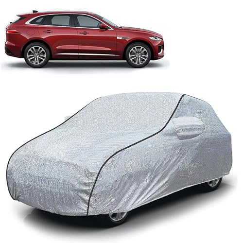 Image of Sulfar 100% Waterproof Car Body Cover Compatible with Mirror for Jaguar FPace (Triple Stitched, Full Bottom Elastic, Magic Silver with Black Piping)