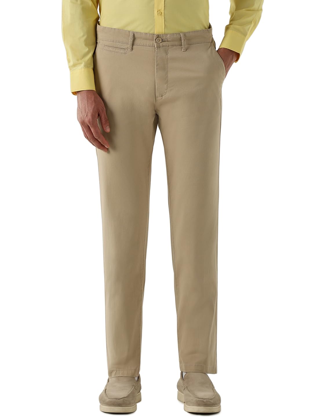 reid & taylor Men's Solid Cotton Stretch Regular Fit Casual Trousers-picture-35