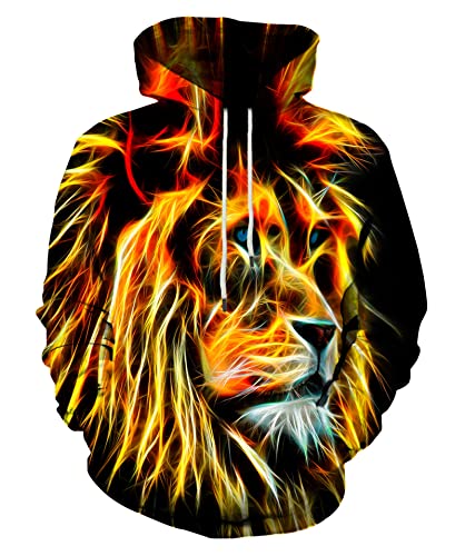 EOWJEED Unisex 3D Print Graphic Animal Pattern Funny Pullover Hoodies Sweatshirts with Big Pocket Large