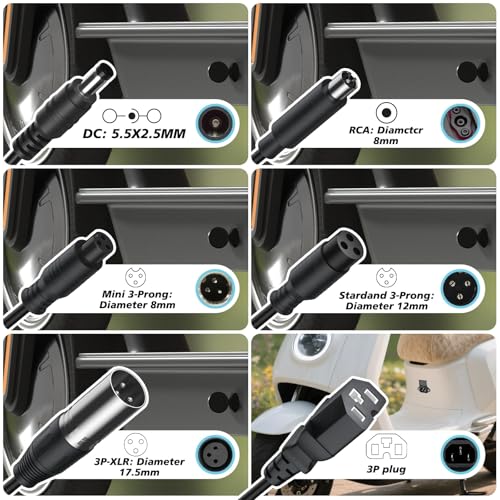PUKOKAL 54.6V 2A Multi-Connector Ebike Charger for 48V Lithium Batteries 7-in-1 Electric Scooter Battery Charger with Interchangeable Plugs Compatible with 48V Jetson Gotrax Hiboy - Image 5