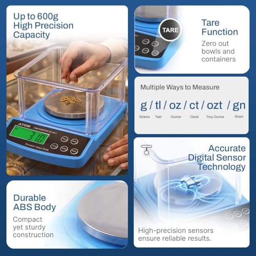 Image of High Precision Lab Scale Digital Analytical Electronic Balance Laboratory Lab Precision Scale Jewelry Scales Kitchen Precision Weighing Electronic Scales 0.01g Calibrated (600g)