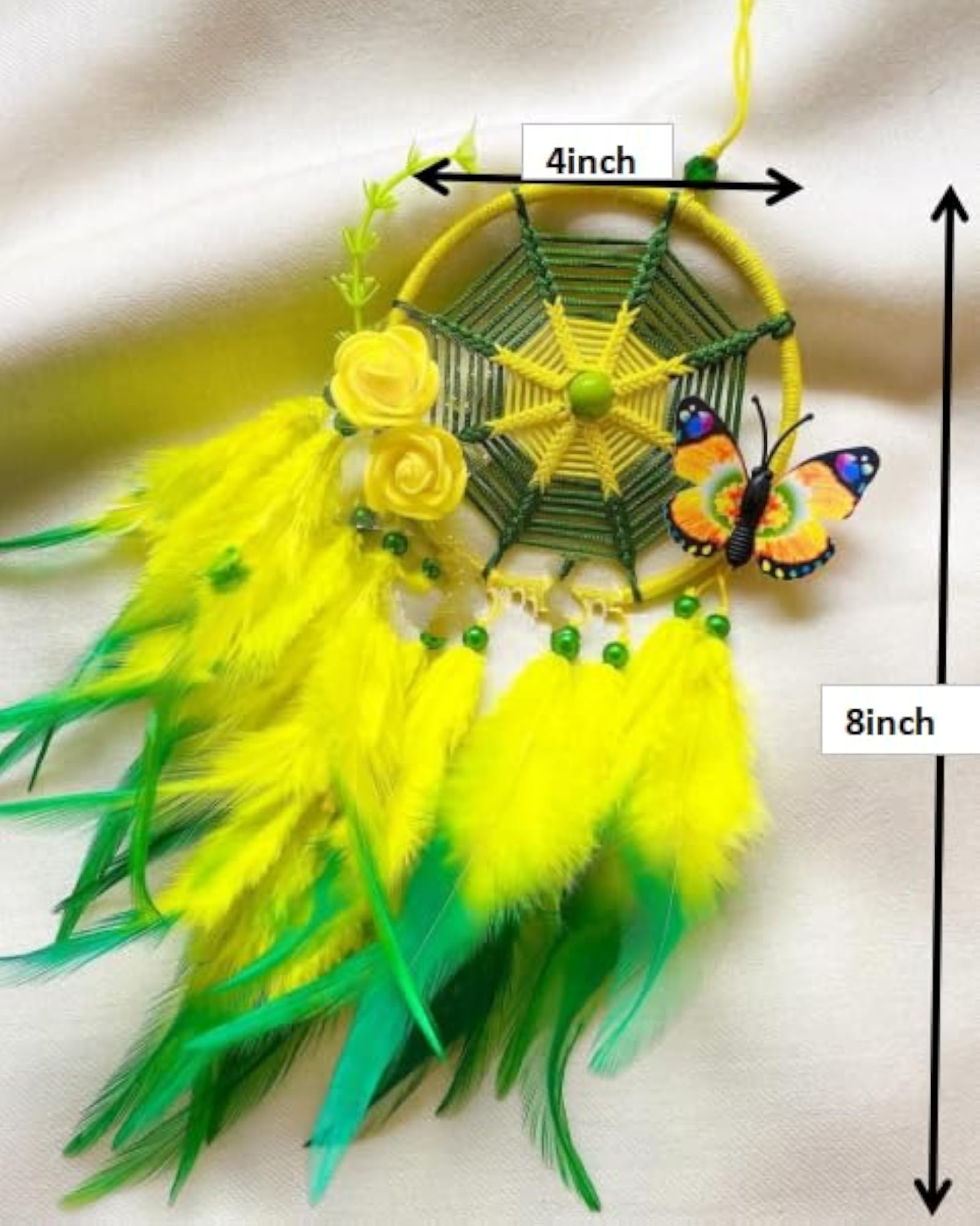 Yellow Colour Dream Catcher for Home Decor, Wall Hanging Gift
