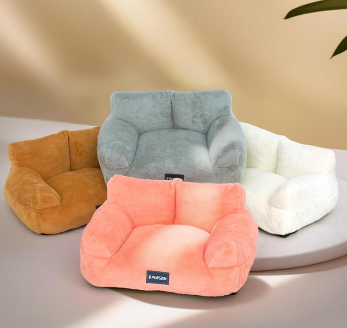 Sofá de Felpa Esponjosa para Gatos y Perros Cama Ortopédica Calmante para Mascotas, Cojín de Dormir Lavable Extraíble Sofá Antideslizante para Mascotas para Perros Pequeños y Medianos y Gatos