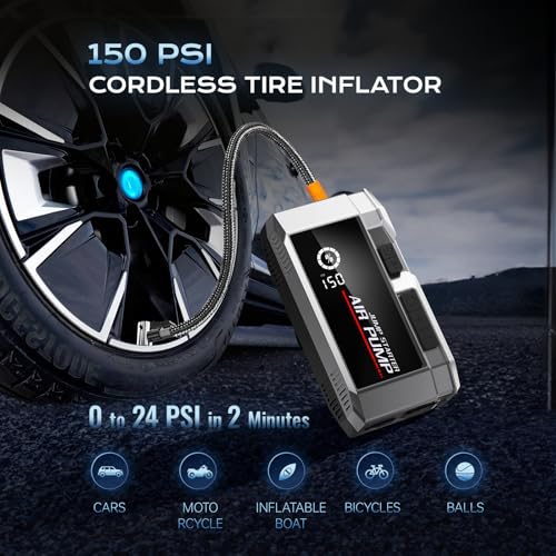 Image of 7000A Car Jump Starter with Air Compressor, 35000mAh Portable Car Battery Charger, Jump Starter Battery Pack (All Gas /10.0L Diesel), 150PSI Tire Inflator, 70 Starts 12V Auto Battery Booster
