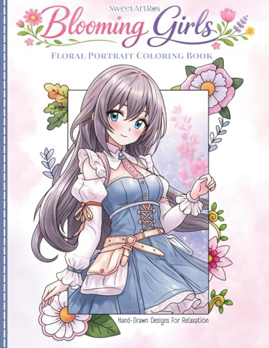 Blooming Girls: Coloring Book for Adults and Teens – Hand-Drawn Floral Portraits, Easy-to-Color Designs for Stress Relief, Relaxation, Mindfulness and Creative Therapy (Anime Manga Style) image 2