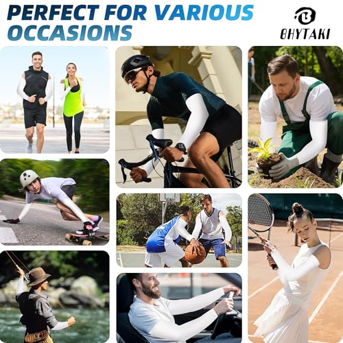 Image of BHYTAKI UV Sun Protection Arm Sleeves, UPF 50 Sports Cooling Arm Compression Sleeves for Men Women Teenager