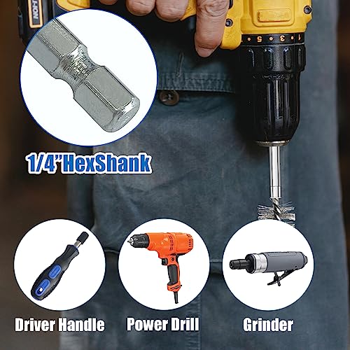Sutekus Wire Brush Set Bore Cleaning Brush Set with 1/4 Inch Hex Shank Assorted Cleaning Brushes for Power Drill Impact Driver by Sutekus - Image 5
