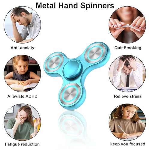Image of Fidget Spinners Toy, Metal Stainless Steel Bearing High Speed 4-8 Min Spins, EDC ADHD Stress Anxiety Relieves Fidgets Finger Toys, Spinner Toys for Adults and Kids