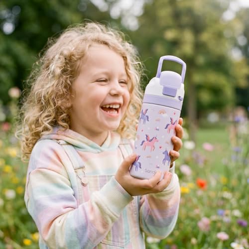 Image of Unicorn Kids Insulated Stainless Steel Water Bottle 16 Oz, Travel Tumbler for School, Sports for Girls, Birthday, Back To School