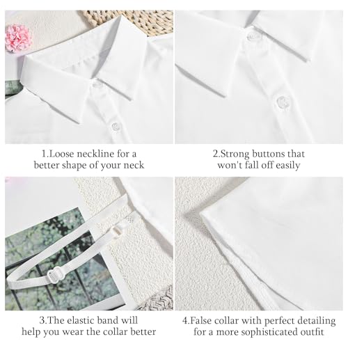 2 Pcs Fake Collar White Collared Shirt Women Detachable Dickey Collar Faux Collar Shirt for Women Fake White Collar Half Shirt Blouse False Collar Top for Women Girls3