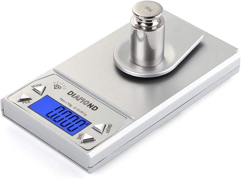 Báscula de cocina digital, báscula electrónica de bolsillo de 50 g x 0,001 g, báscula inteligente de joyería de alta precisión con mini báscula de cocina LED (tamaño: 50 g/0,001 g) ( Size : 20g/0.001g
