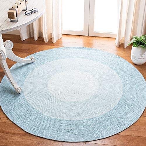 Safavieh Braided Collection BRD802J Hand-woven Area Rug, 3' Round, Aqua