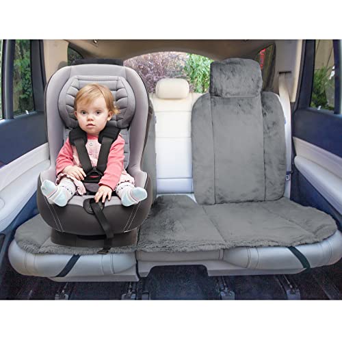 FH Group Doe16 Faux Rabbit Fur Car Seat Cushions, Universal Fit, Fluffy Car Seat Covers for Sedan, Truck, SUV, Van, Rear Set Gray by FH Group - Used condition - Image 2