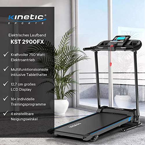 Kinetic Sports KST2900FX Laufband klappbar inkl. Pulsgurt | 750 Watt Elektromotor | Extra breite 40 cm Lauffläche | 16+1… – Bild 3
