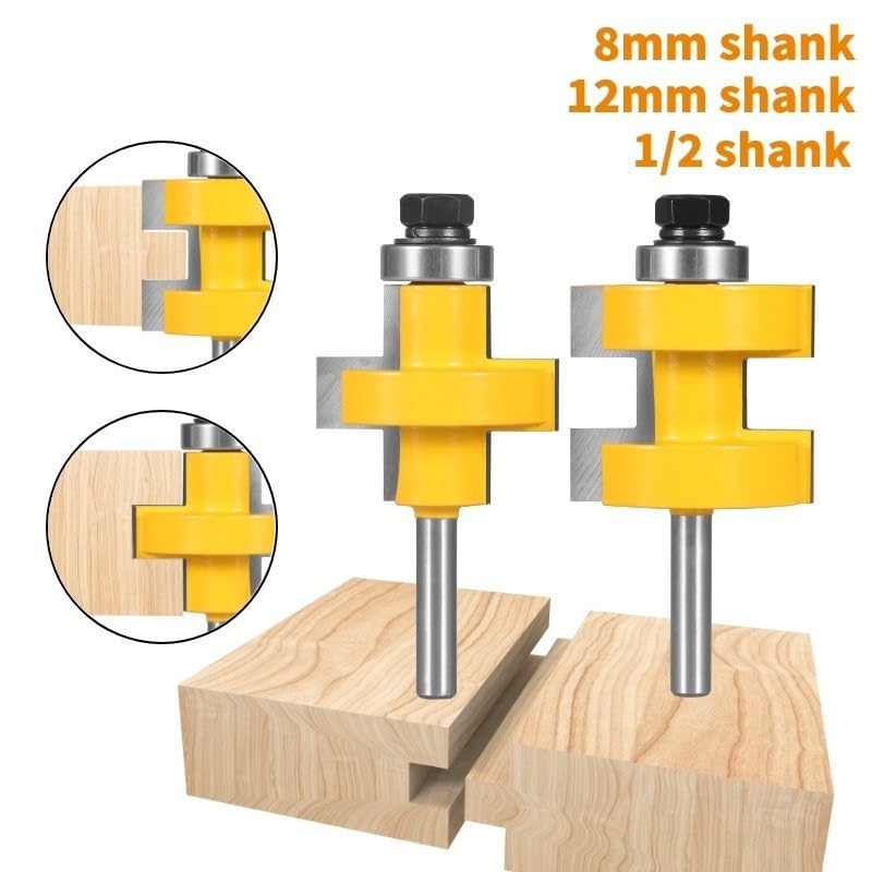 2 teile/satz Nut Und Feder Fräser Set, 8mm 12mm 12,7mm 90 Grad Holzbearbeitung Nut Meißel Cutter werkzeug Mit Kantenanleimmaschine (Color : One colour, Size : 8x47.6x14)