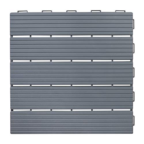 CATLEZA 12" Eco-Friendly Plastic 5-Slats Interlocking Deck Tile for Indoor & Outdoor in Grey - Set of 10 Tiles Suitable for Patio, Backyard, Balcony, Porch CATLEZA 12" Eco-Friendly Plastic 5-Slats Interlocking Deck Tile for Indoor & Outdoor in Grey - Set of 10 Tiles Suitable for Patio, Backyard, Balcony, Porch