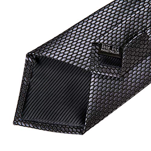Image of DiBanGu Mens Solid Color Tie and Pocket Square Set Woven Silk Plain Necktie & Handkerchief for Men Wedding Party Formal