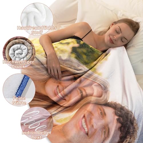 Easycosy Muttertagsgeschenke für Mama, Made in Germany - personalisierte Mama Decke mit Foto Text, Kuscheldecke Fotodecke mit Eigenem Photo Blanket Mutter Oma zu Geburtstag