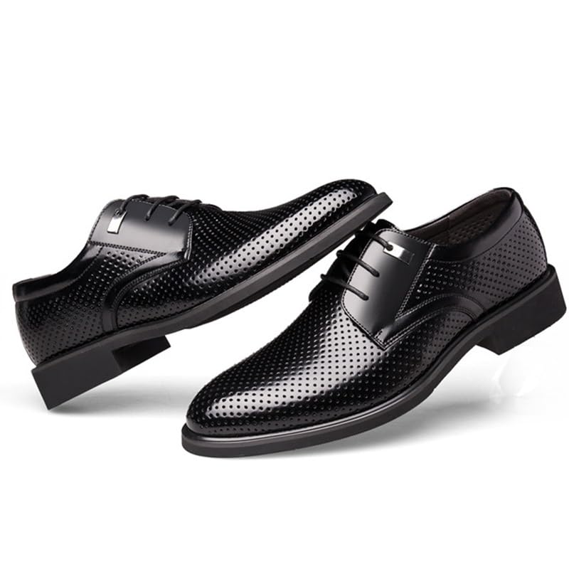 Men's Derby Shoes Leather Sole Business Casual Office Wedding Oxfords Shoes Black3