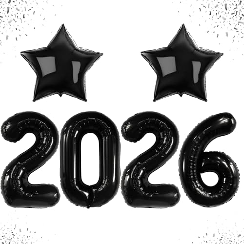 Image of Katchon, Big Black Giant 2026 Balloons - 42 Inch | 2026 Graduation Balloons with Black Star Balloons for Graduation Decorations 2026 Graduation Party Decorations, Prom Decorations 2026