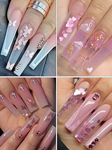 12 Grids Holographic Nail Glitter, Wsimily Butterfly Flower Heart Rabbit Pink Gold Nail Art Sequins Glitter for Acrylic Nails Design Paillettes Shining Flake Glitter Valentine\'s Day Nail Decoration - Thumbnail 5