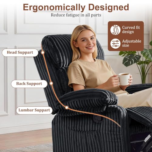 Image of Korser Rocking Recliner Chair, Nursery Rocker Chair for Adults, Small Recliners for Small Spaces, Swivel Rocker Recliner with Cushion, Upholstered Rocking Chairs for Living Room, Nursery