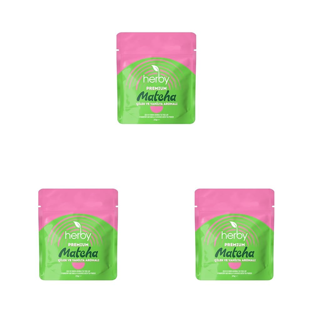 Herby Premium Matcha Çilek ve Vanilya Aromalı (3 paketi)