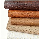 Tela de Polipiel marrón impermeable con estampado de avestruz 137 x 90 cm Suave Vinilo de imitación de cuero PU para De coser,tapicería, manualidades,decoració(Size:1.37x0.9m/53.9x35.4in,Color:Marrón)